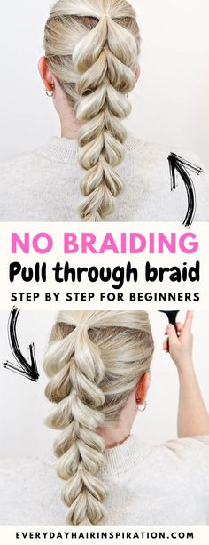 Braid For Beginners, Hair For Beginners, Hair Braid Diy, Braid Your Own Hair, Softball Hairstyles, Pull Through Braid, Everyday Hair