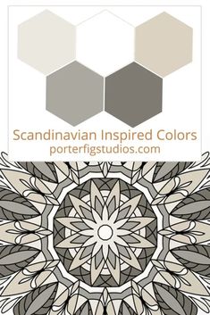 the logo for scandinavian inspired colors, with an image of three hexagonals