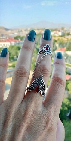 Sterling Silver Armenian ring adjustable double rings style Armenian Ring, Armenian Jewelry, Double Rings, Rings Style, Garnet Gem, Double Ring, Armenia, Girls Best Friend, Rings Statement