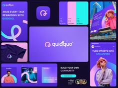 the purple and blue branding design for qudaqua