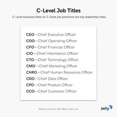 the c - level job titles are displayed in this screenshote screen graber