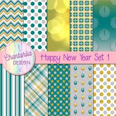 happy new year digital paper set 1