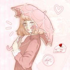 a drawing of a woman holding an umbrella