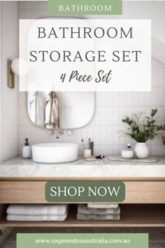 the bathroom storage set is now on sale