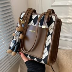 Check Tote Bag - Shop our collection of Women's Handbags - Choose from cross body bags, tote bags, clutch and shoulder bags. Trendy Brown Phone Bag With Zipper Pocket, Trendy Square Shoulder Bag With Zipper, Trendy Square Satchel With Zipper Pocket, My Style Bags, نظارات شمسية