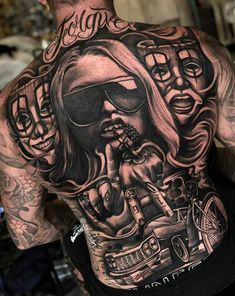 Chicano Back Tattoo, Payasa Tattoo, Gangster Tattoo, Small Wave Tattoo, Gang Tattoos, Backpiece Tattoo, Chicano Style