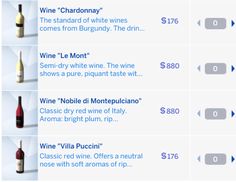 the price of wine is shown in this screenshot