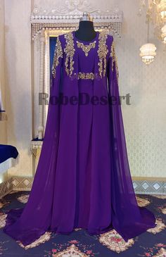 Purple Color Islamic Wedding Designer Arabic Maxi Hand Beaded Dubai Ladies Long Sleeve Moroccan Kaftan Arabic Party Wear Takchita Kaftan by TheRobeDesert on Etsy Floor-length Georgette Kaftan For Reception, Bollywood Style Kaftan With Dupatta For Wedding, Maxi Length Kaftan With Pallu For Wedding, Floor-length Kaftan For Eid Reception, Bollywood Style Party Abaya Maxi Length, Wedding Georgette Kaftan With Dupatta, Wedding Kaftan With Zari Work Styled As Saree, Floor-length Embellished Kaftan For Reception, Bollywood Style Maxi Abaya For Party