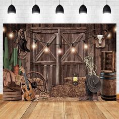 an image of a rustic barn scene wall mural