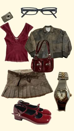 #outfitinspo #vintage #vibes #red #fyp #fypshuffle Outfit Collage, Aesthetic Fits, Leather Jacket Outfits, T Shirt And Jeans, Winter Fits, Outfits Aesthetic, Lookbook Outfits