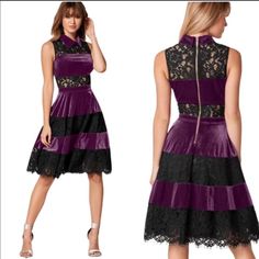 Nwt Venus Velvet And Lace Purple Black Combination Party Dress In Size 10. Never Worn! Brand New In Packaging. Excellent Condition And Quality! Polyester. Beautiful Satin Lining From Waist Down. Gold Tone Back Zipper And Hook Closure. Really Gorgeous And Unique Style! See Measurements In Pictures. Bundle And Save Party Dress With Lace Patchwork, Knee-length, Knee-length Party Dress With Lace Patchwork, Knee-length Lace Patchwork Party Dress, Purple A-line Dress For Night Out, Knee-length Lace Patchwork Dress For Cocktail, Knee-length Lace Patchwork Cocktail Dress, Purple Sleeveless Mini Dress For Evening, Purple Fitted Midi Evening Dress, Party Mini Dress With Lace Patchwork, Midi Length