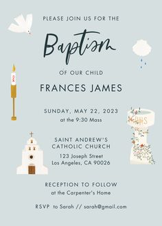 With the purchase of this editable baptism invitation download, you will be able to change the name, date, time, and location of your child's baptism ceremony and reception in Canva. Once you purchase, you will receive a PDF document with the link to the template. After you customize the template in Canva, you can save Baptismal Invitation Template Blank, Candle Invitation, Quirky Invitations, Baby Branding, Digital Invitations Design, Natural Labor, Catholic Baptism, Bedroom Colours