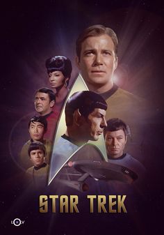 the poster for star trek starring actors from left to right harrison, spock, and kirk