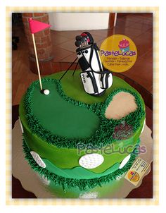 a golf themed cake on a table