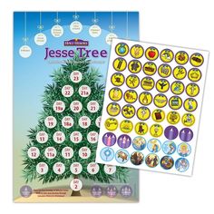 an image of a christmas tree with the numbers on it and a calendar in front