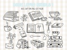 the book lover bundle 1 includes books, cups and plants