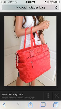 Coach Diaper Bag, Hot Orange, Girly Accessories, Diaper Bags, Girl Stuff, Baby Things, Future Baby, Baby Bag, Kate Spade Top Handle Bag