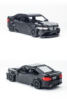 two different views of a toy car made out of legos