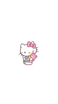 an image of hello kitty holding a cup