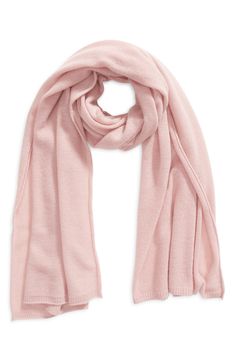 Soft meets sustainable on this cozy yet understated scarf knit from a blend of both recycled and new cashmere. 30" x 82"   Ribbed edges   55% recycled cashmere, 45% cashmere   Dry clean   Imported Scarf Wraps, Recycled Cashmere, Scarf Knit, Pink Scarf, Pink Scarves, Cashmere Scarf, Knit Scarf, Scarf Wrap, Cashmere