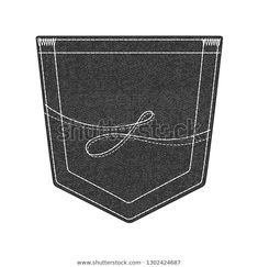 a black and white drawing of a pocket with a string on the inside, in front of