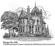 a drawing of a large house with lots of windows