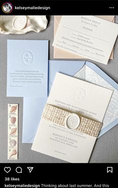 the wedding stationery is laid out and ready to be used