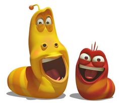 two cartoon characters, one with an angry face and the other as a banana or tomato