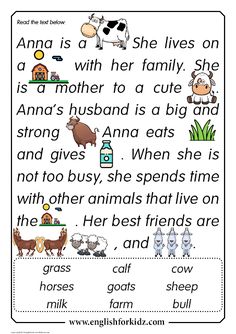 a worksheet with animals and words to help students learn how to read them