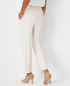 Formerly known as the ankle pant, instantly streamline your style with a lean leg and ankle grazing crop. Side zip with hook-and-eye closure. Front off-seam pockets. Back besom pockets. Lined.,Leg Shape:Leg Shape: Slim – a slim leg that's slightly cropped for perfect proportions,Rise:High rise: sits 1/2" to 1" below natural waist,Imported:Imported,Fit:Fit: Tailored & fitted,Length:Hits at ankle: 27" inseam with 14" leg opening,Fabrication:95% Polyester, 5% Spandex,Garment Care:Machine Washable T Ivory Pants Outfit, Modern Tailoring, Women Dress Pants, Always Forward, Lean Legs, Beautiful Wardrobe, Tailored Clothes, Knitted Suit, Petite Women