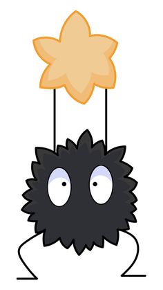 a black and white cartoon character holding a star above his head with one eye open