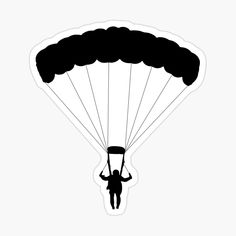 a person flying with a parachute sticker