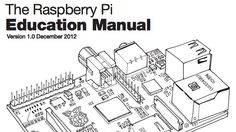 the raspberry pi education manual is shown in black and white, with an image of