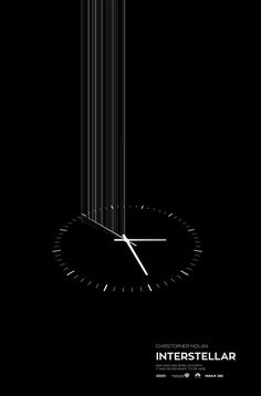 a black and white poster with a clock in the middle that reads intersteular