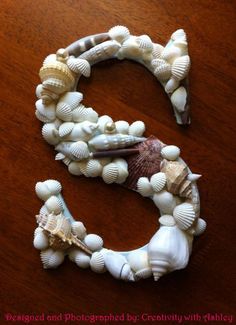 the letter e is made out of seashells