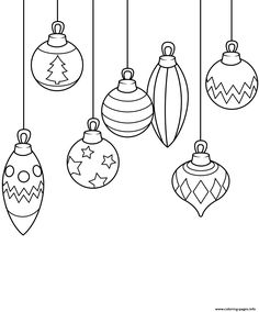 christmas ornaments hanging from strings coloring page