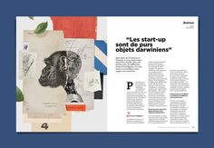 an article in the magazine about art and design, with images of people's faces