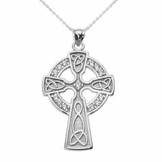 Solid 10k Gold Cz Trinity Knot Celtic Cross Pendant Item No.: Ba857 Metal Type: 10k Solid Gold (Also Available In 14k Solid Gold) Metal Color: Yellow Gold. Or Rose Gold Aor White Gold Pendant Weight: 1.6 Grams Stone: 13 Round Cubic Zirconia 1.1 Mm Total Carat Weight: 0.12 Ct (Approximate) Height: 1.18 In. (30 Mm) Width: 0.59 In. (15 Mm) Chain Is Not Included. Brand New. Made In Usa. Please Allow 5-7 Days To Be Shipped. Fantasy Clothing Art, Celtic Knot Pendant, Celtic Trinity Knot, Loving God, Trinity Knot, Halloween Vampire, Pendant Diamond, White Gold Pendant, Clothing Art