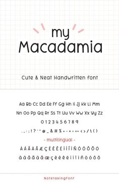 the font and numbers for my macadama