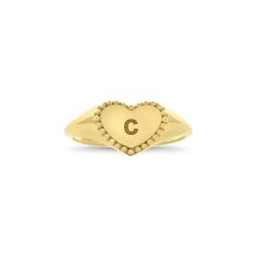 Gold heart initial signet ring, Custom heart ring in solid gold, Personalization engraved signet ring, Forever Love Jewelry, Fashion signet This gold heart initial signet ring has a minimal design, and you can wear it any day and combine it with other jewelry . It makes for an excellent gift for a loved one, without being extravagant. - Gold Kt: 9K, 14K and 18K Solid Gold - We can make all three Gold Colors: Rose Gold, Yellow Gold, White Gold - Dimension: 11mmx7,5mm ✔ Ready to Ship in 7-10 Busin Engraved Signet Ring, Blue Diamond Jewelry, Love Jewelry, Gold Colors, Matching Rings, Ring Dainty, Ring Women, White Gold Band, Forever Love