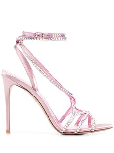 Belen strappy sandals from LE SILLA featuring blush pink, leather, satin finish, crystal embellishment, strap detailing, open toe, buckle-fastening ankle strap, branded heel counter and high stiletto heel. Le Silla Shoes, Pink Stilettos, White Wedding Shoes, Fancy Shoes, Jelly Shoes, Pink Suede, Designer Sandals, Crystal Embellishment, Pump Sandals