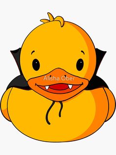 an orange rubber duck with black wings