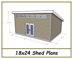 a shed with measurements for the roof and windows