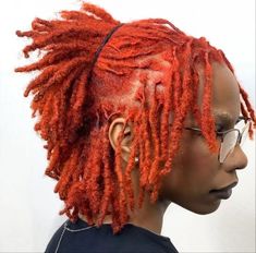 Orange Red Locs Black Women, Red Blonde Locs, Red And Orange Locs, Burnt Orange Locs, Dyed Dreadlocks, Orange Locs, Color Locs, Red Locs