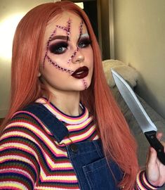 Hallowen Schminke, Chucky Makeup, Pelottava Halloween, Makeup Zombie, Halloween Make-up Looks, Halloweenský Makeup, Cute Halloween Makeup, Halloween Costumes College Girls, Halloween Makeup Pretty