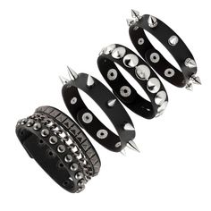 PRICES MAY VARY. High Quality Material: These punk bracelet set are made of quality faux leather and alloy, durable material comfortable touch feel, long time use. Halloween Punk Bracelet :Rivet wrap retro spike bracelet, Adjustable cuff, Stylish design, cool accessories made you shine in the crow.d Leather jewelry punk rock biker style with spike rivet decoraction, button adjustable, suitable for men women. Wide Application: Great for goth accessories, cosplay party metal theme parties, night c Punk Leather Jewelry With Wrist Strap, Punk Leather Wrist Strap Jewelry, Punk Style Leather Jewelry With Wrist Strap, Adjustable Punk Style Bracelets As Fashion Accessory, Punk Leather Jewelry With Black Band, Punk Style Leather Jewelry With Black Band, Trendy Adjustable Spiked Bracelets, Metal Spiked Leather Bracelet For Parties, Metal Studded Bracelets For Concerts