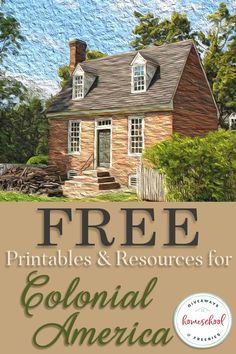 a book cover with the title free printables and resources for colonial american homes