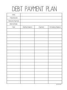 the debt payment plan is shown in black and white