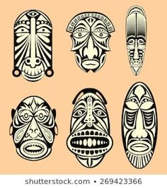 four masks with different designs on them