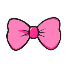 a pink bow tie with black outline on the bottom and one end that has been drawn